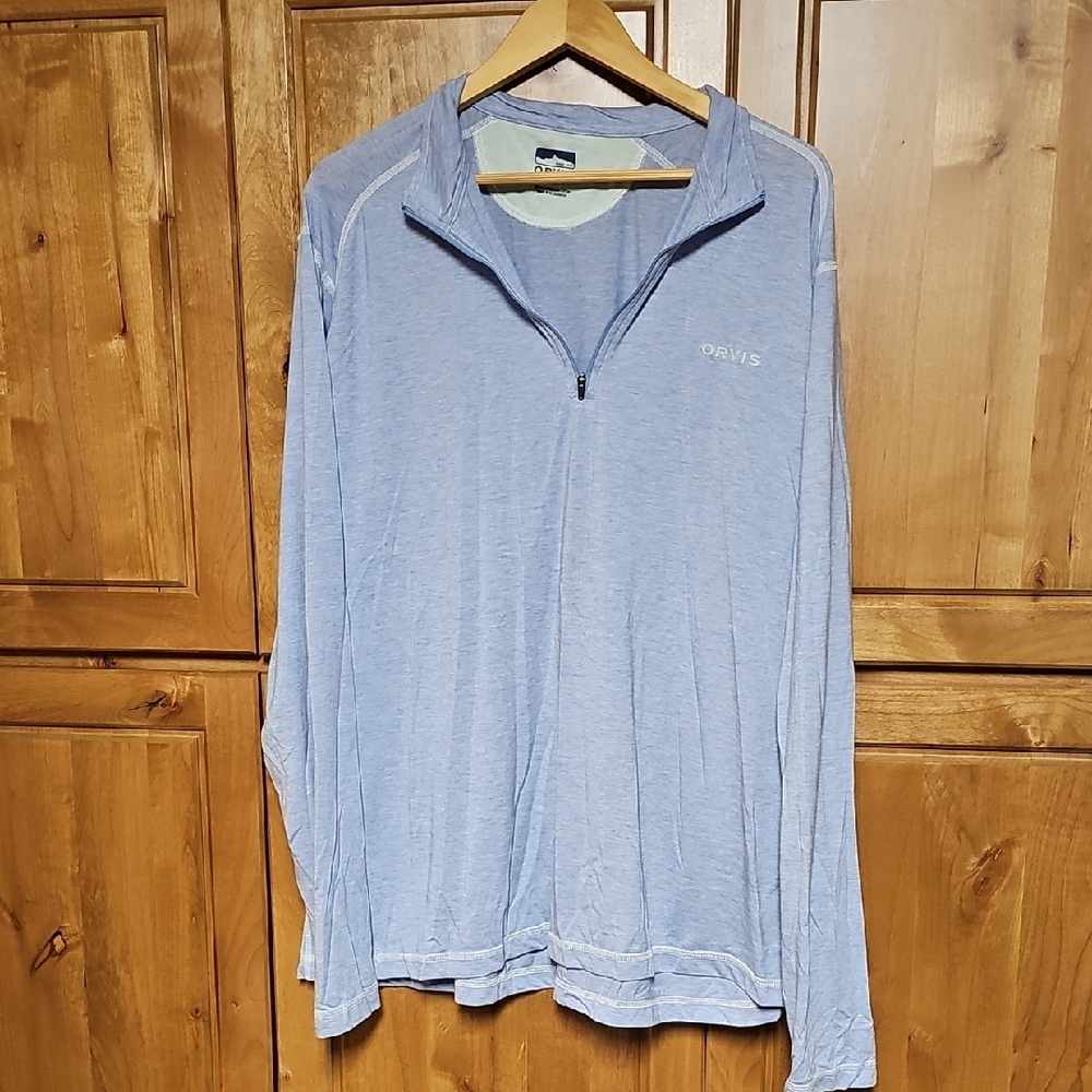 Orvis Sky Blue Quarter-Zip Pullover Sun Protection Fishing Shirt